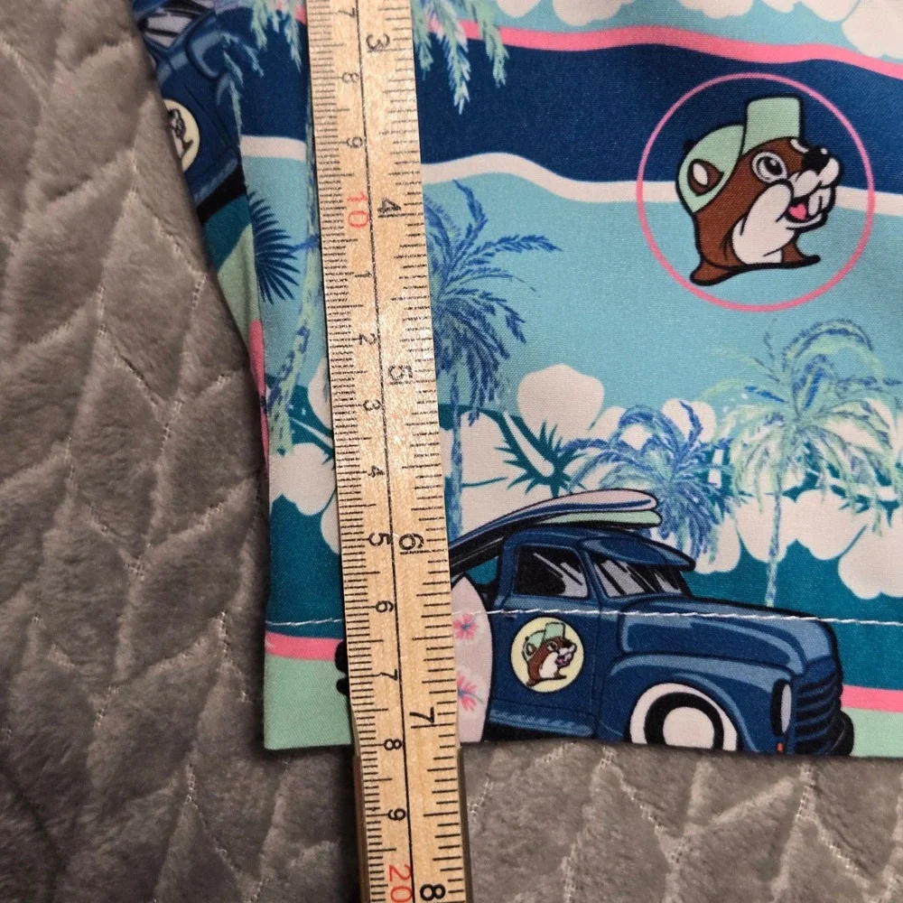 Buc-ee's Mens Blue Tropical Surfboard Beaver Swim Trunks Shorts 2X Woody Car